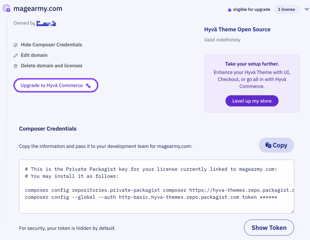 Hyva Theme Composer credentials