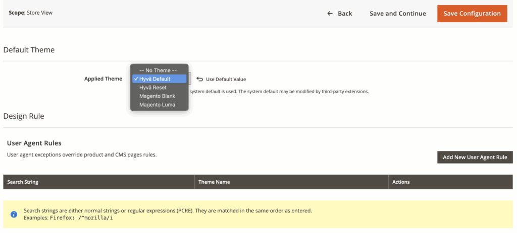 Apply Hyva Default Theme from Magento 2 admin