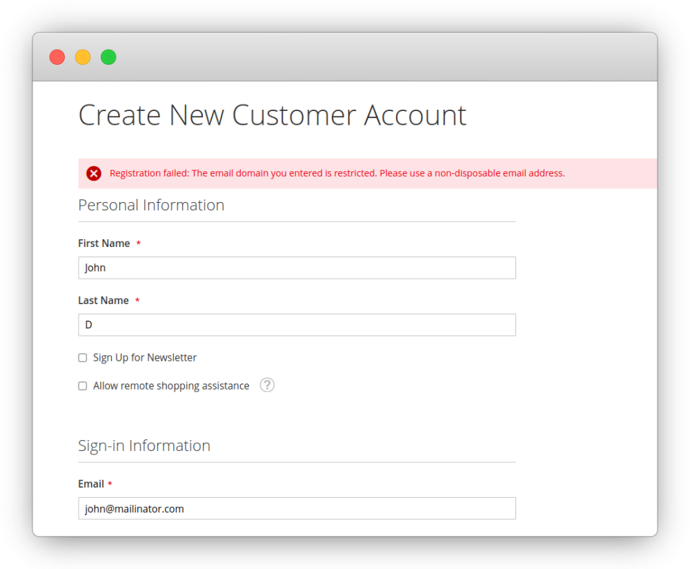 Show Personalized Error Message