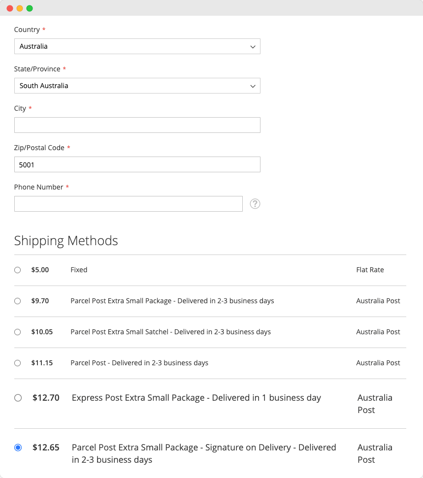 Signature on Delivery & Delivery Information