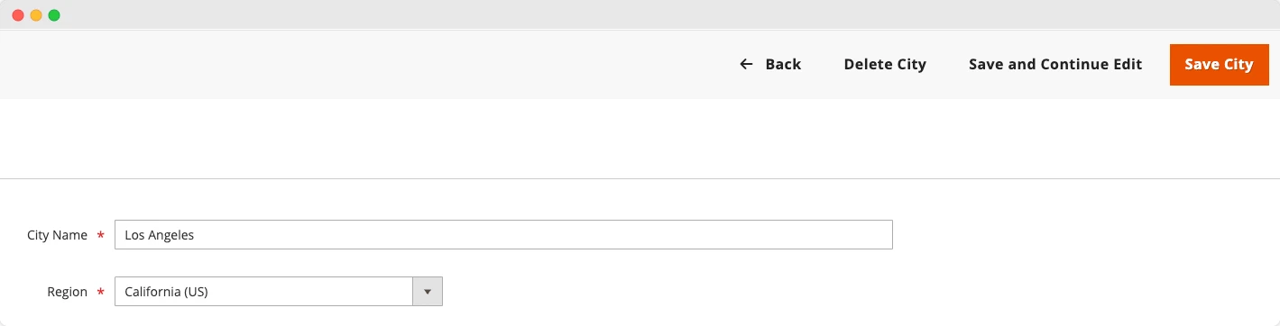 Link City with Region from Magento 2 Admin panel