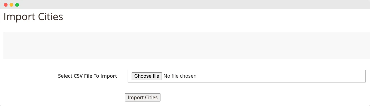 Import Cities interface in Magento 2