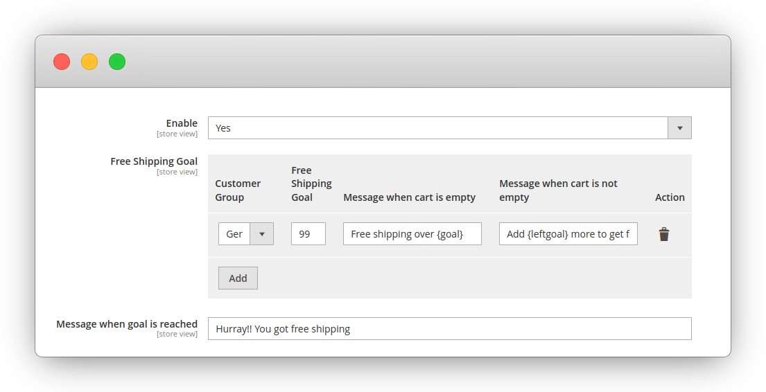 Configurable for each Customer Group