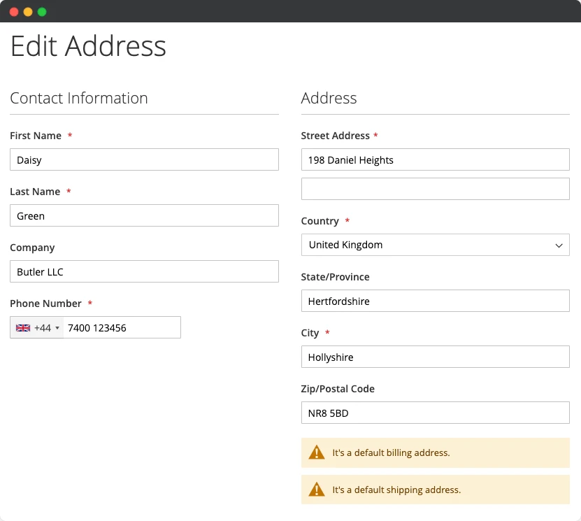 International dial codes dropdown in Account Address Form