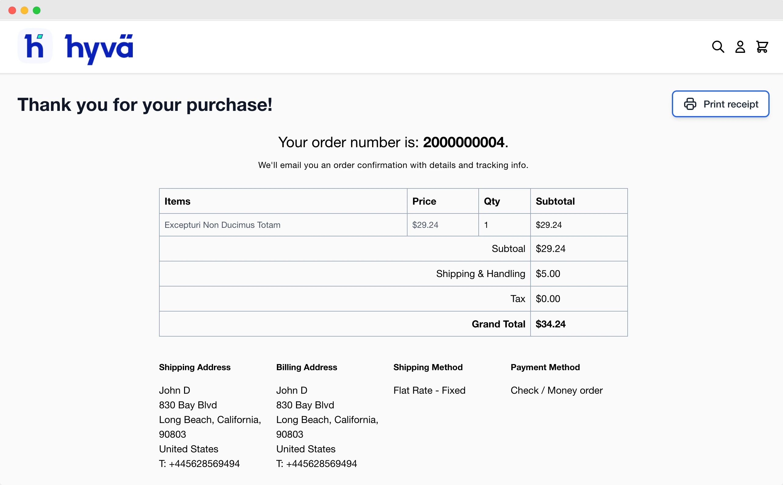 Hyva Theme Compatible Order Thank You Page