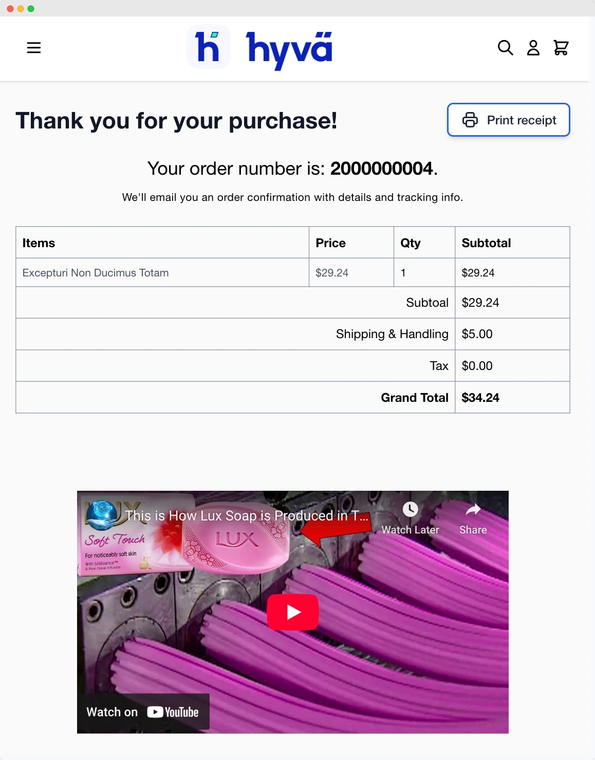 Hyva Theme Compatible Order Thank You Page