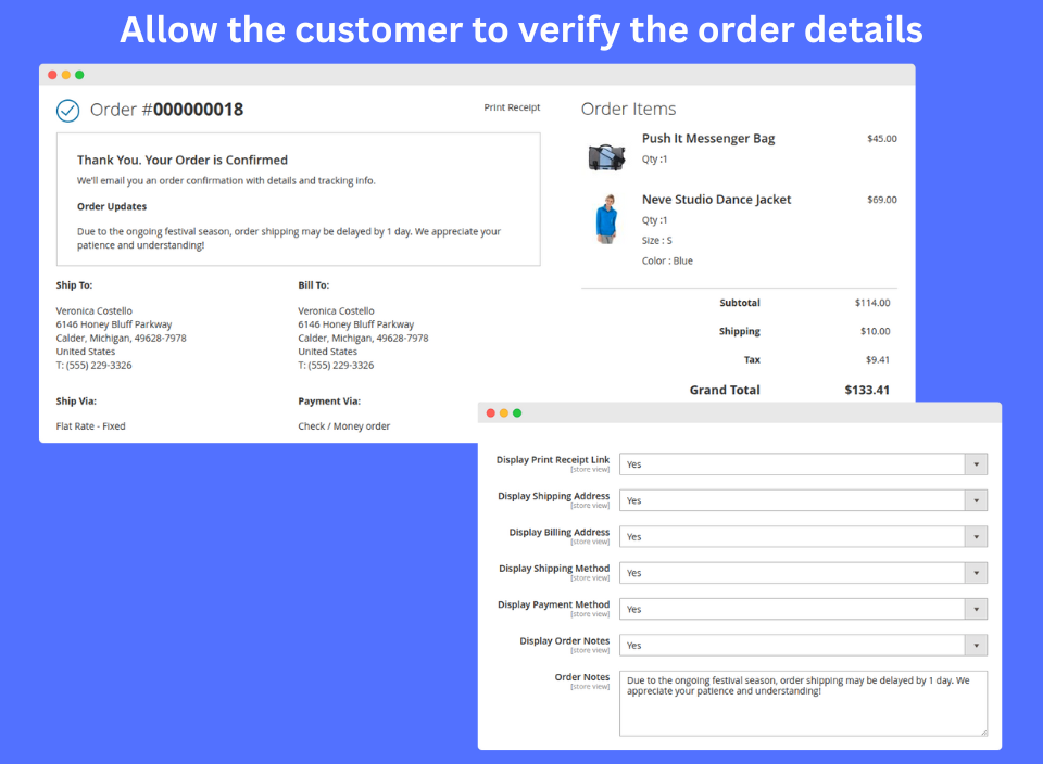 Display Order Details
