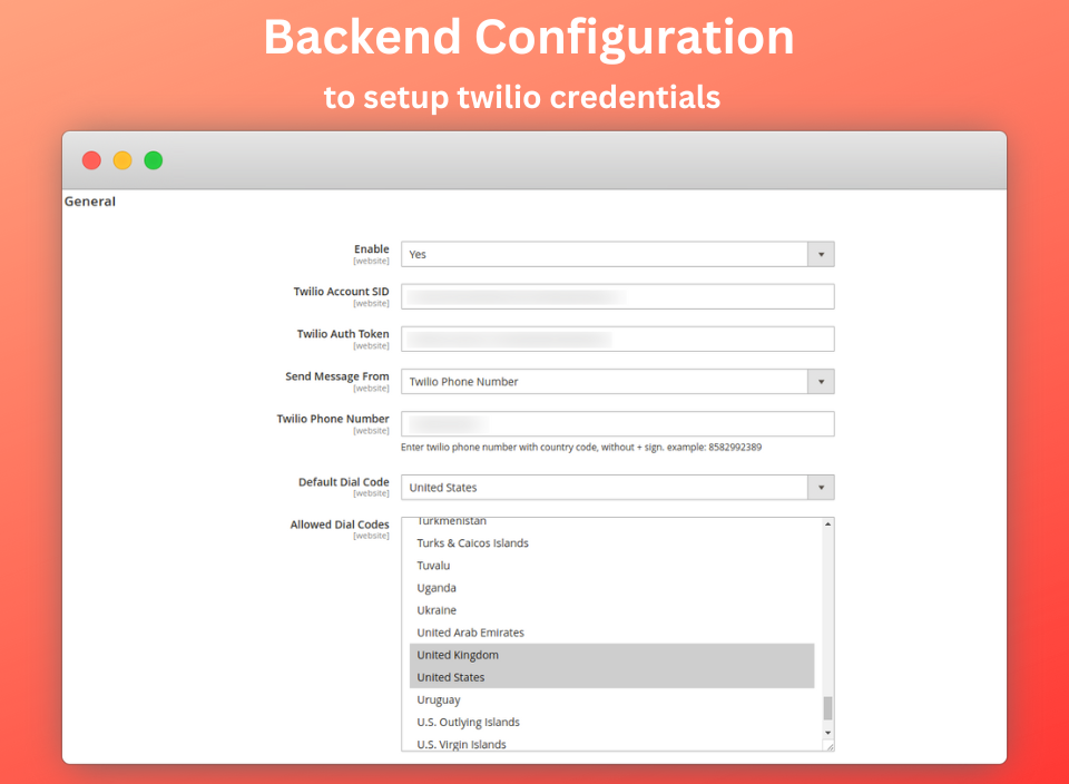 Twilio SMS Backend Configuration