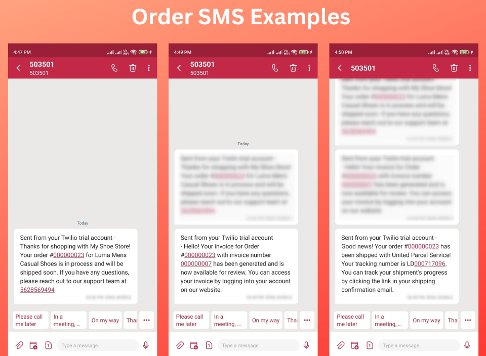 Twilio SMS Notification Examples