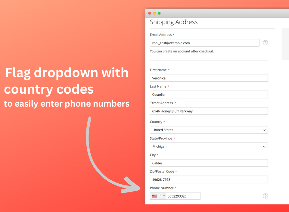 Flag dropdown with country code