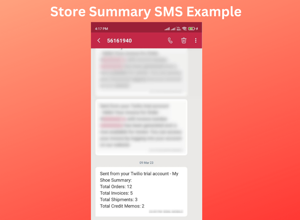 Store Summary SMS Notification Example