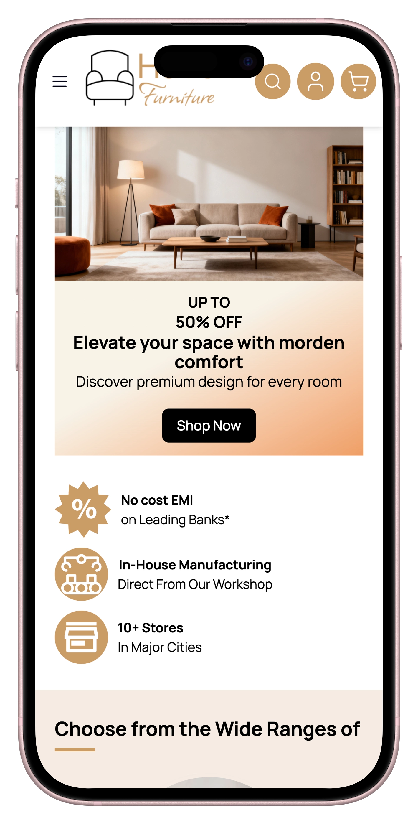 Home Page on Mobile